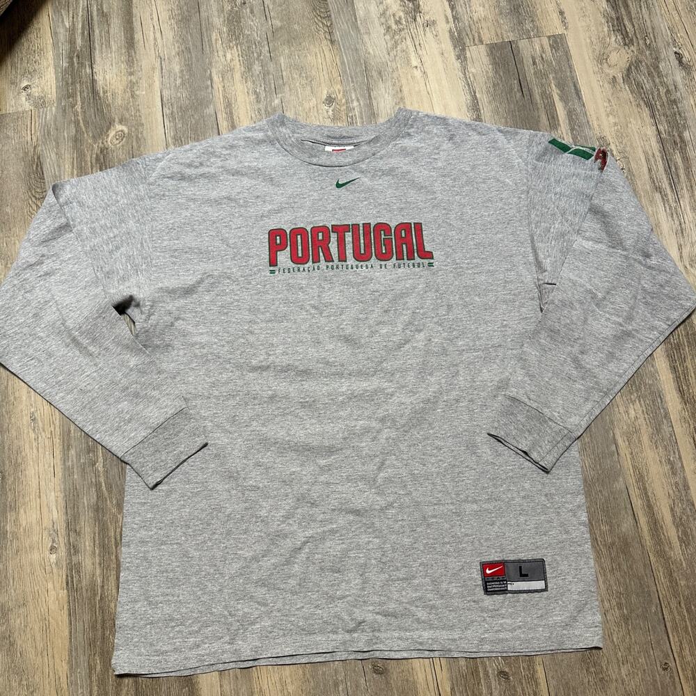 Vintage Nike Portugal National Football Team T-Shirt Mens L Center Swoosh Soccer